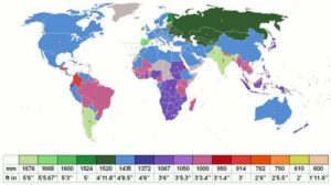 نقشه کشورهای استفاده کننده از گیج استاندارد